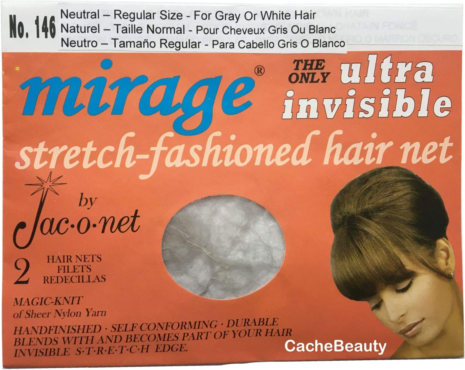 Hair Net Jac-O-Net Mirage Ultra-Invisible Neutral, 2 Nets Per Pack [1 Pack]