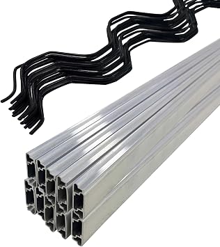Hipicute 20 Set 6.6 Ft Greenhouse Lock Channel and Spring Wire,Aluminum Alloy Lock Channel and PVC Coated Spring Wires for Fixing Greenhouse Plastic Cover