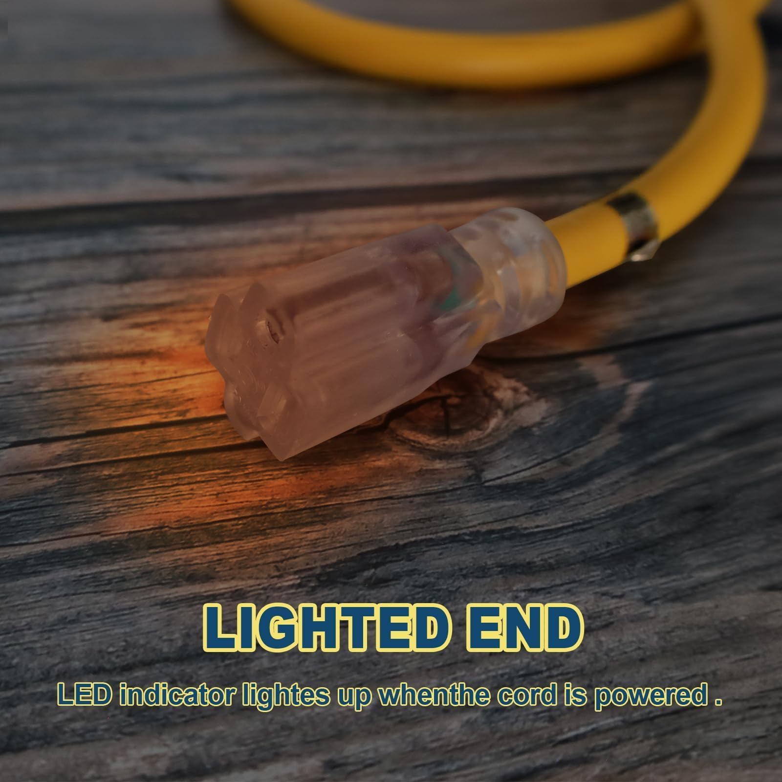 EP - Cable de Alimentacion y Extensión para Exteriores Iluminado de 15 pies, 10/3 SJTW, Cable de Extensión Amarillo Resistente con Enchufe de Tierra de 3 Puntas para Mayor Seguridad, Listado UL