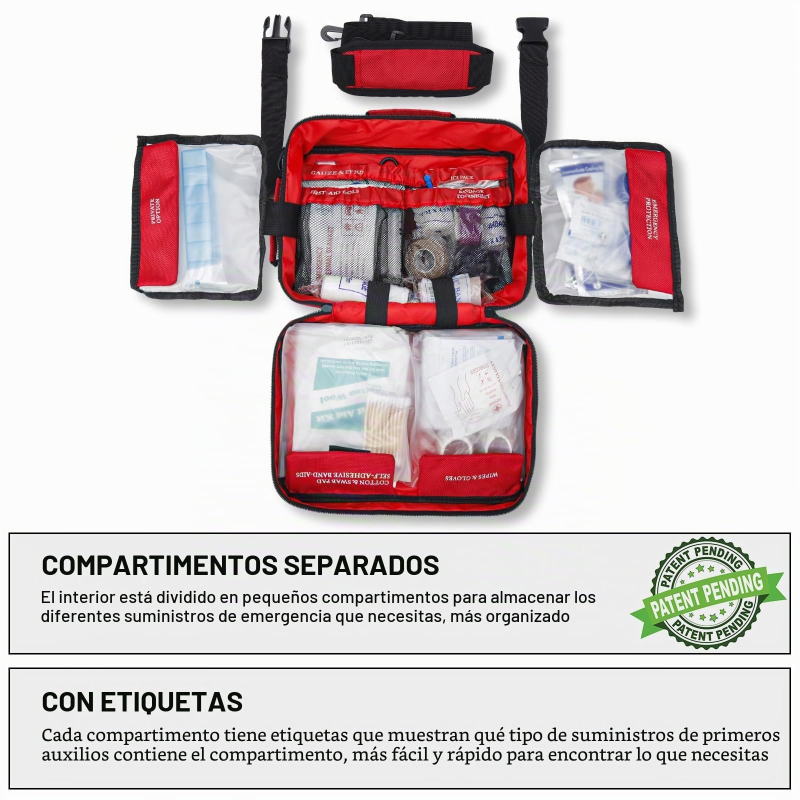 Poygik Kit de primeros auxilios grande de 420 piezas para el hogar, coche, viajes, camping, camión, senderismo, deportes, oficina, vehículo y emergencias al aire libre, kits médicos de emergencia,