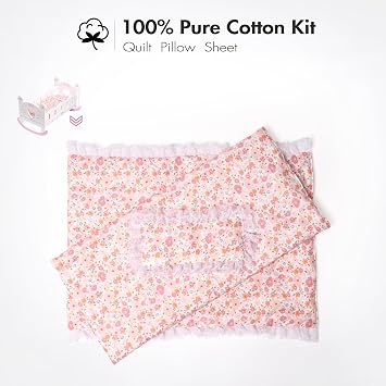 ROBUD Wooden Baby Doll Crib, Baby Doll Bed Toys, for Dolls Up to 18 Inch, Doll Accessories - with Mattress, Pillow, Quilt, Gift for Boys & Girls, Ages 3+