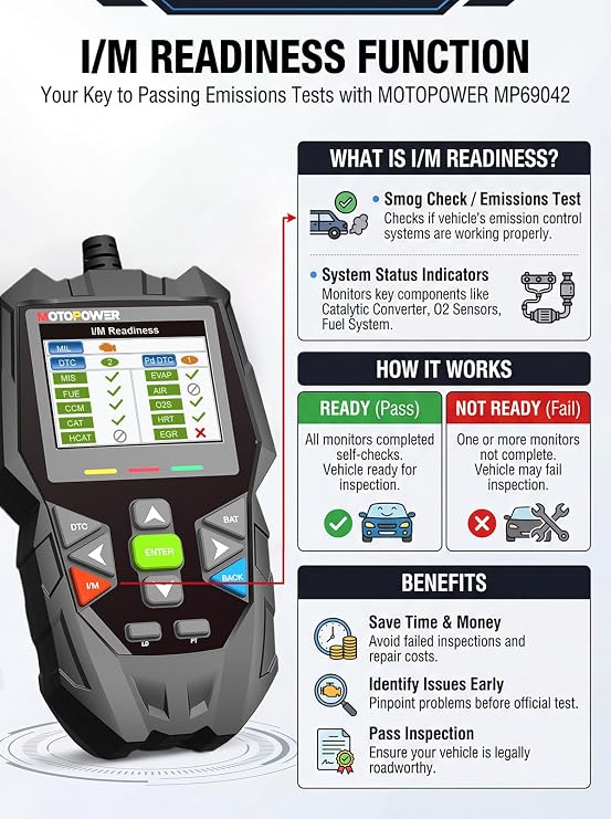 MOTOPOWER 4 in 1 Code Reader Car Diagnostic Scan Tool Oil Maintenance Reset, Battery Test, Performance Test with Lifetime Update