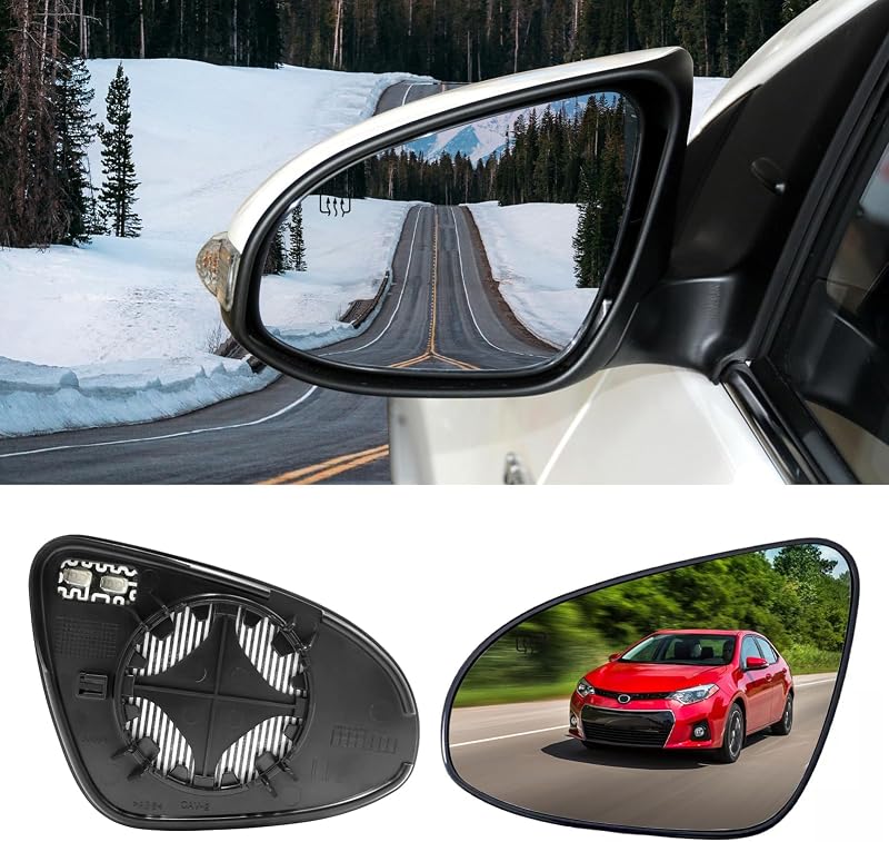Vidro de retrovisor externo esquerdo com aquecimento Moonlinks para Toyota Corolla 2014–2019 – 1 unidade
