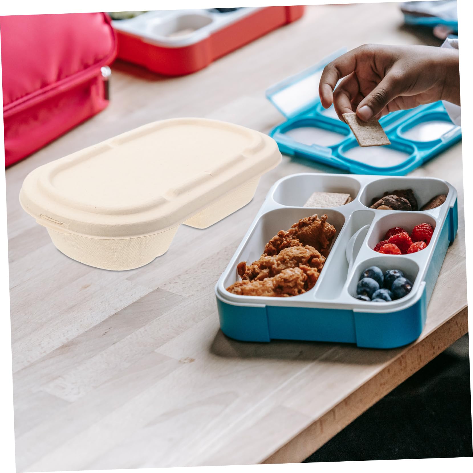 Caja de Pulpa Desechable 850ml Khaki 25 Juegos para Comida