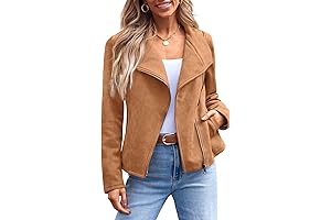 Suede Cropped Womens Shearling Jacket in Tan