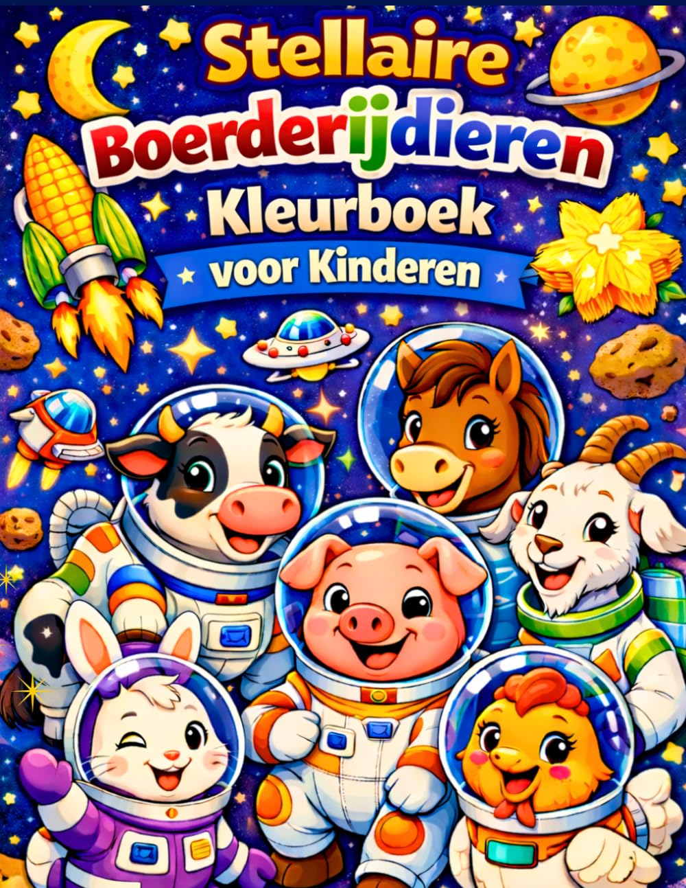 Stellaire Boerderijdieren Kleurboek voor Kinderen: Verbazingwekkende Boerderijdieren in de Ruimte met Melkweg Boerderij Illustraties Geweldig Cadeau voor Jongens en Meisjes