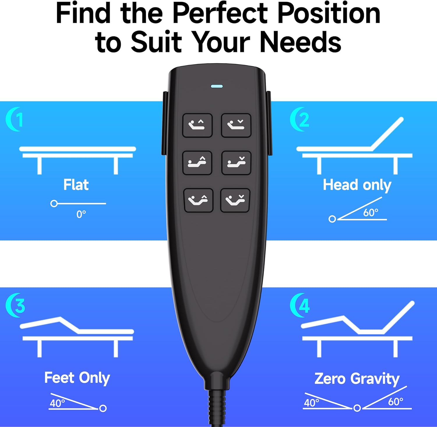 Okin 6 Button Adjustable Bed Remote 5 Pin Wired Adjustable Bed Remote Control Replacement Parts, HS.13.06.17