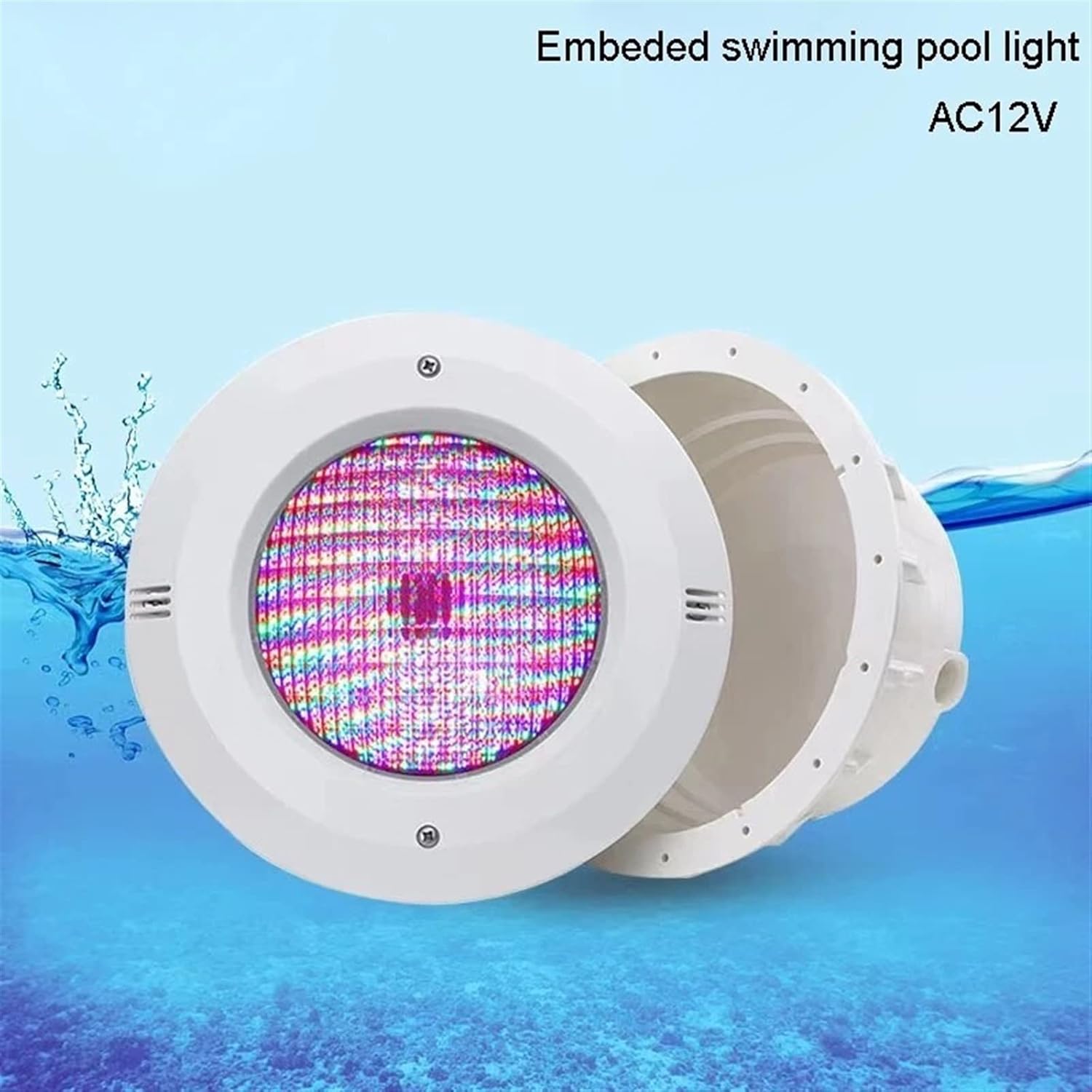 Outdoor Led Pool Lights Embedded Par56 RGB Underwater Lamps Swimming Pool Lamps ABS IP68 Waterproof Lighting with Remote Control(Plastic Pool,Connector(not lamp))