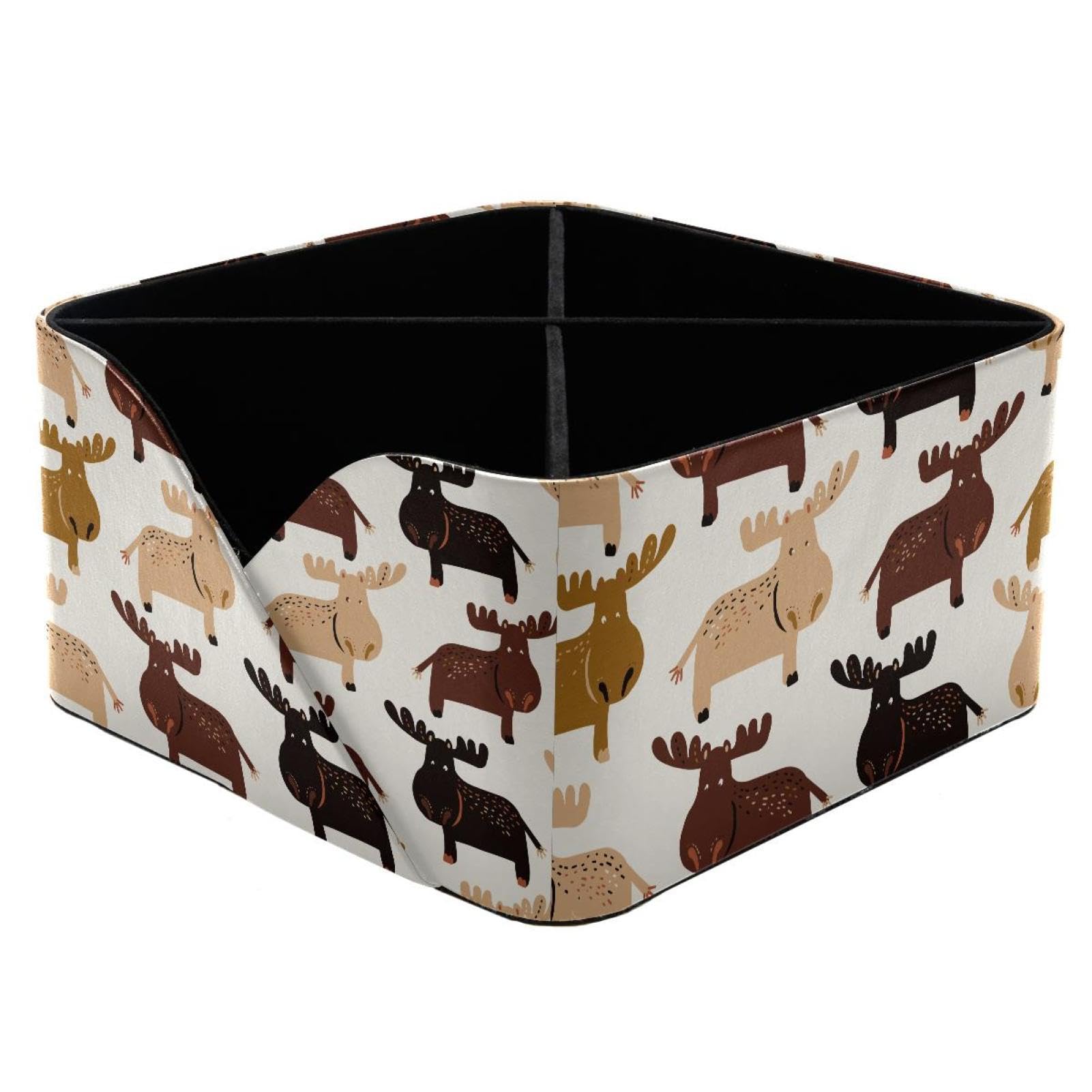 KengjuTesu Cute Funny Animals Deer Elk Pattern Desktop Organizer Pen Holder, Rectangular Pencil Cup for Office, Study and Makeup Stations