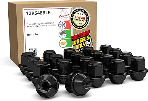 Wheel Accessories Parts 20 tuercas de llanta estilo OEM M14x1.5 14x1.5 rosca OEM de 1.45 pulgadas de largo, color negro 1316 pulgadas, 0.827 in,