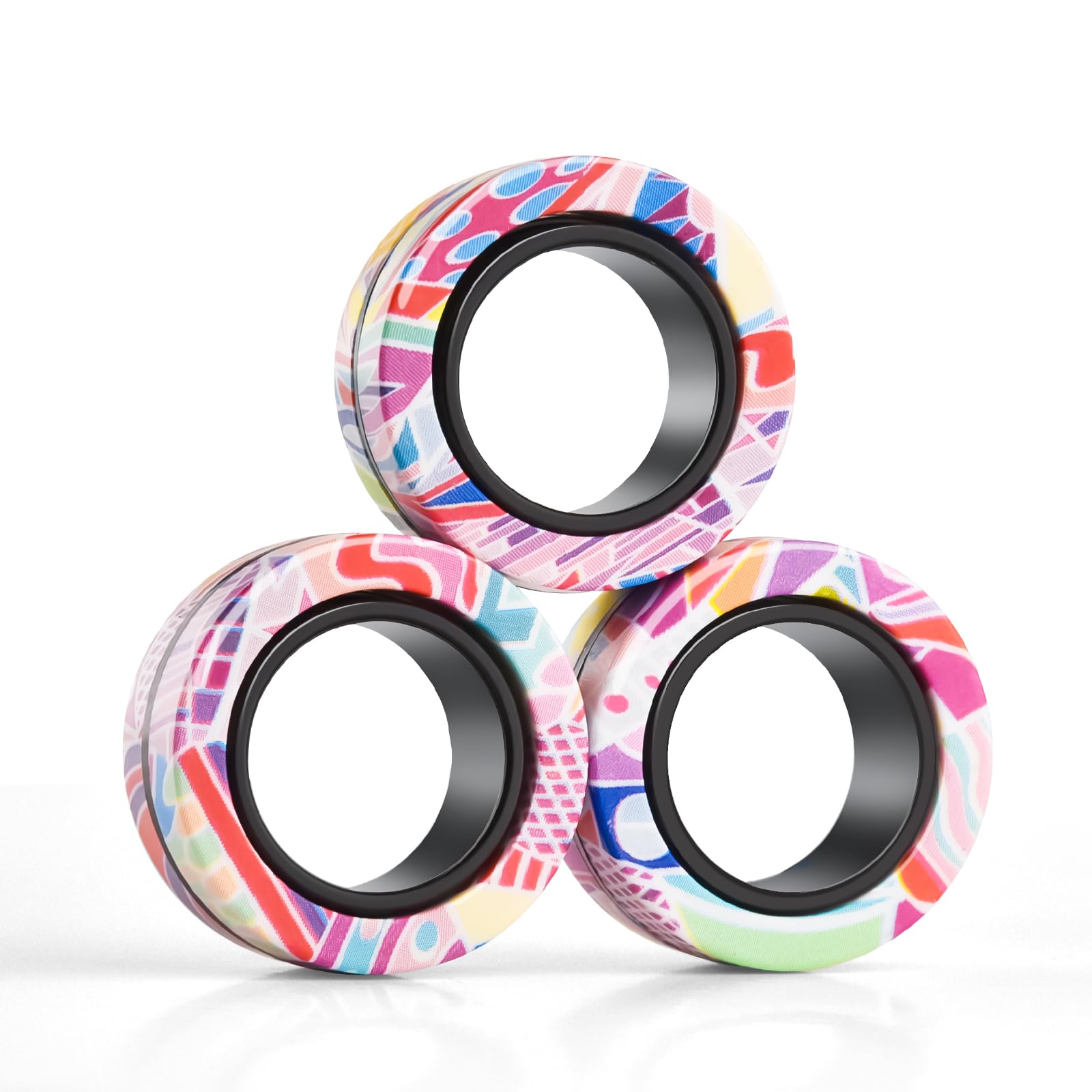 Magnetic Rings Fidget Toys for Adults,Fidget Spinner Rings for Anxiety Relief Therapy Toys for Teens Boy and Girl Ages 8-13,Gift for Kids Party Favors Stocking Stuffers,3pcs