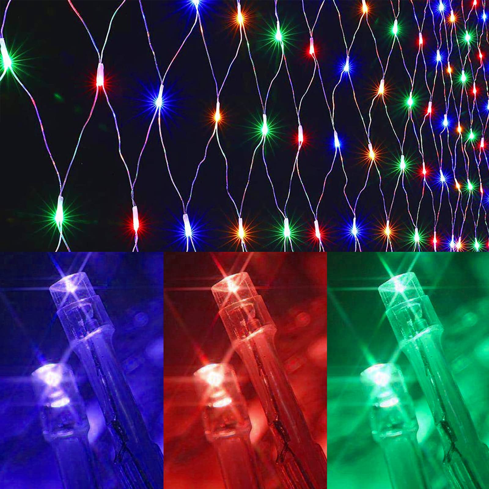 Eulenke Siatka świetlna na zewnątrz i wewnątrz, 4,5 x 1,6 m, 300 diod LED, kolorowa siatka świetlna z 8 trybami + funkcja pamięci, IP44, do dekoracji balkonów, ogrodów i domów
