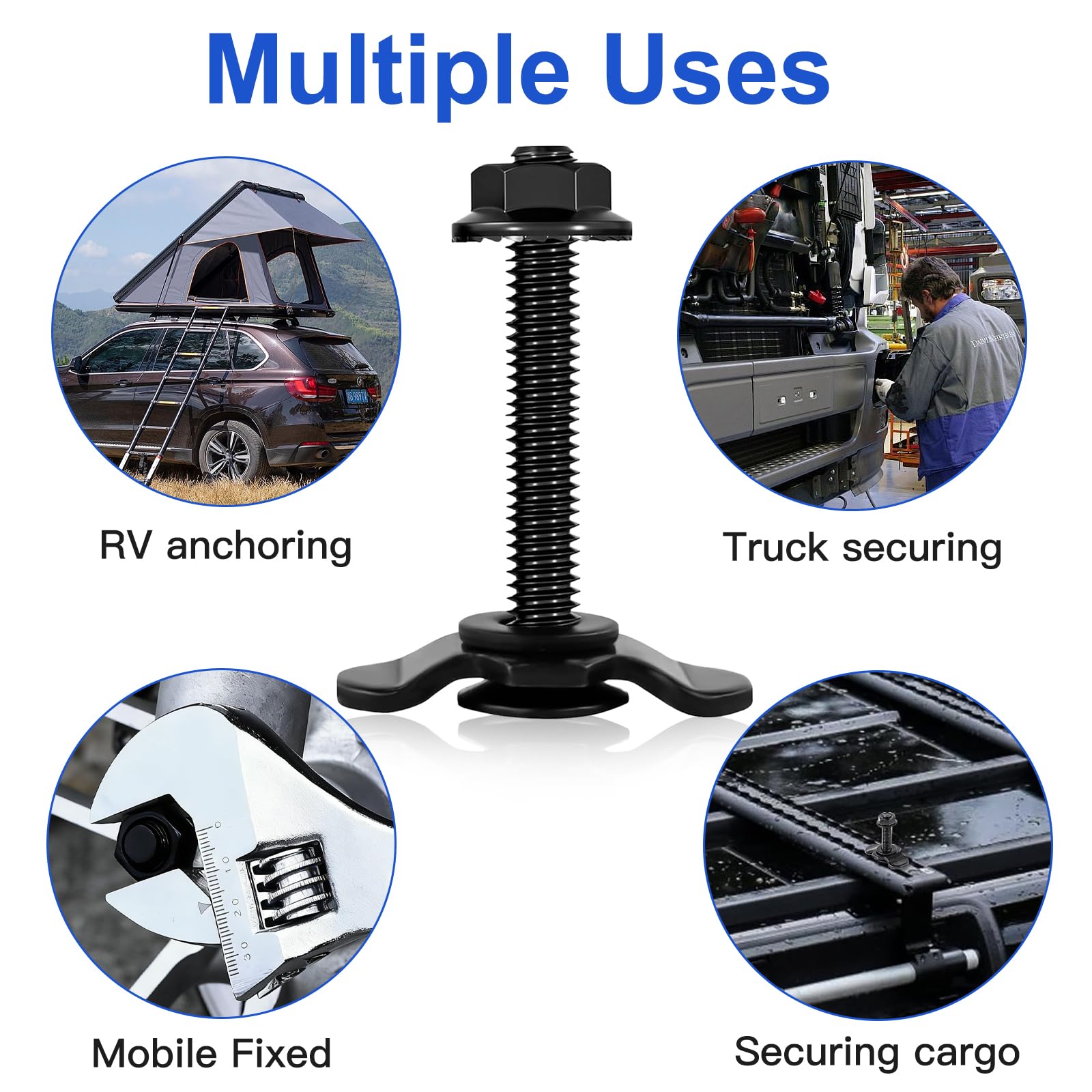 10 Stück Schraubfitting für Airlineschiene M8x60 Airline Fitting für Zurrschienen, Schraubfitting Set Single Endbeschlag zur Ladungsicherung für Wohnwagen,Transporter und Anhänger