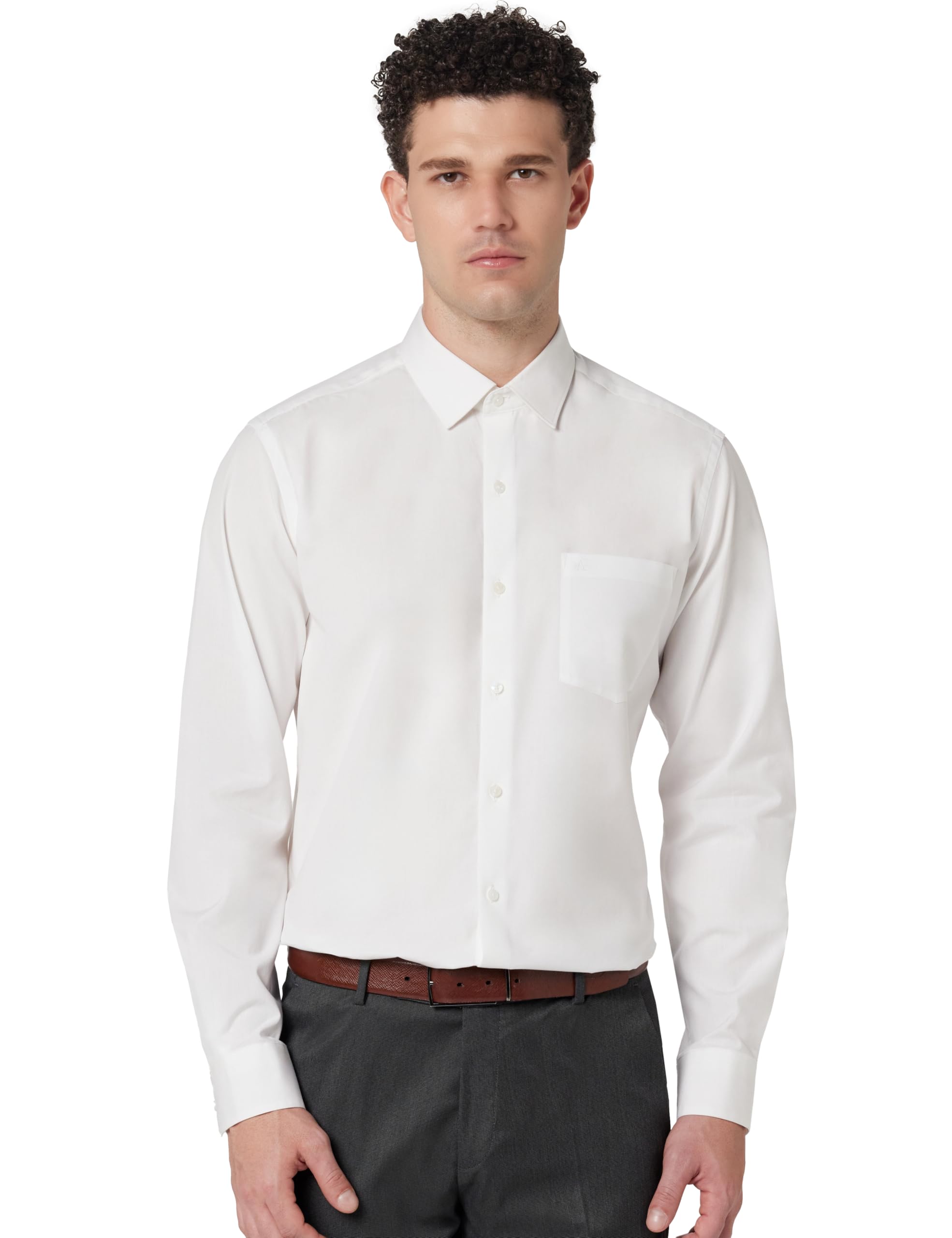 arrow Men's White Solid Spread Collar Long Sleeve Formal Cotton Regular Fit Shirt-picture-40