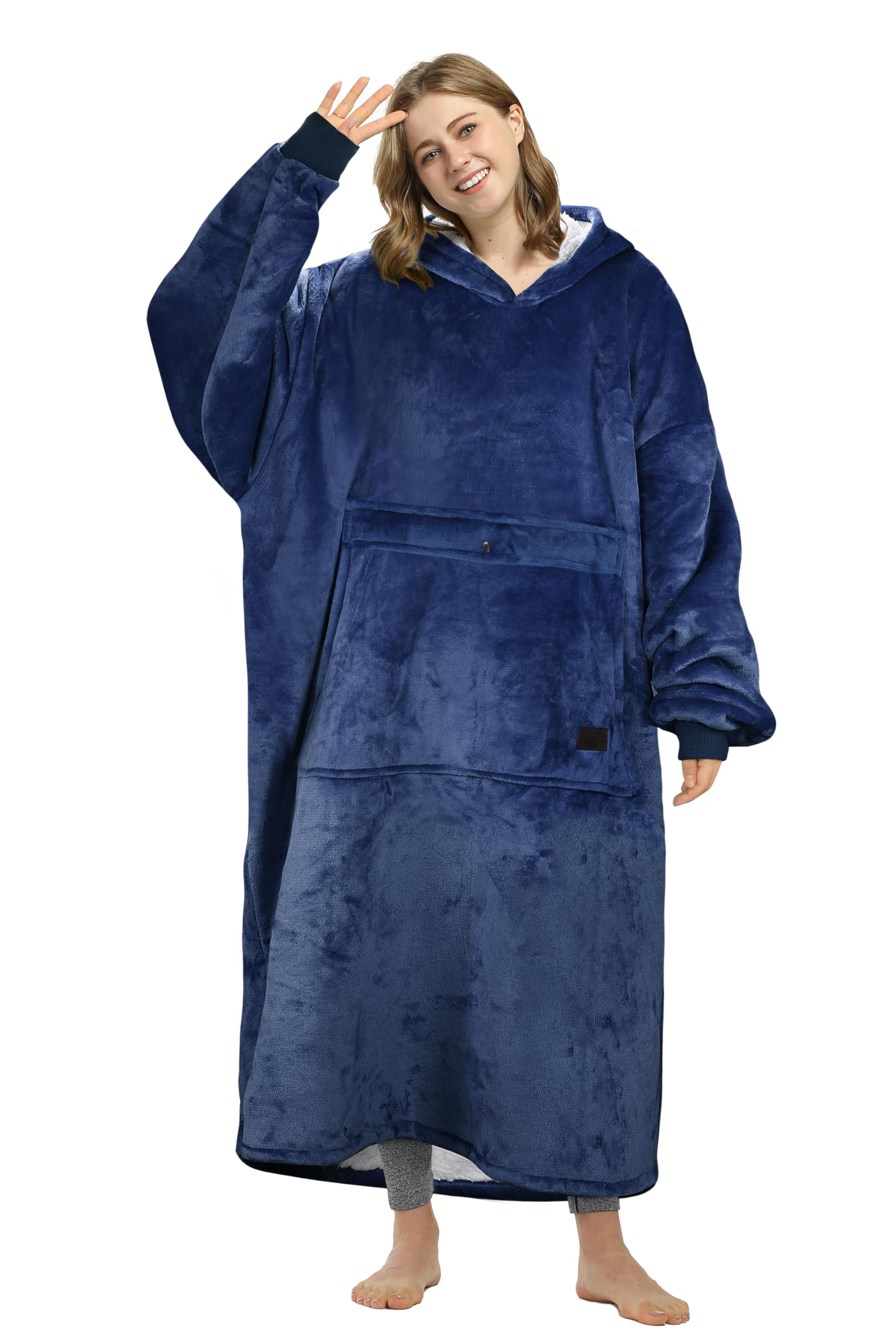 Catalonia Oversized Blanket Hoodie Sweatshirt, Wearable Sherpa Lounging Pullover for Adults Women Men