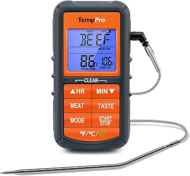 ThermoPro TP06B Çelik Problu Dijital Gıda Termometresi, Akıllı Renkli Ekranlı ve Zamanlayıcılı Profesyonel Et Isı Ölçer