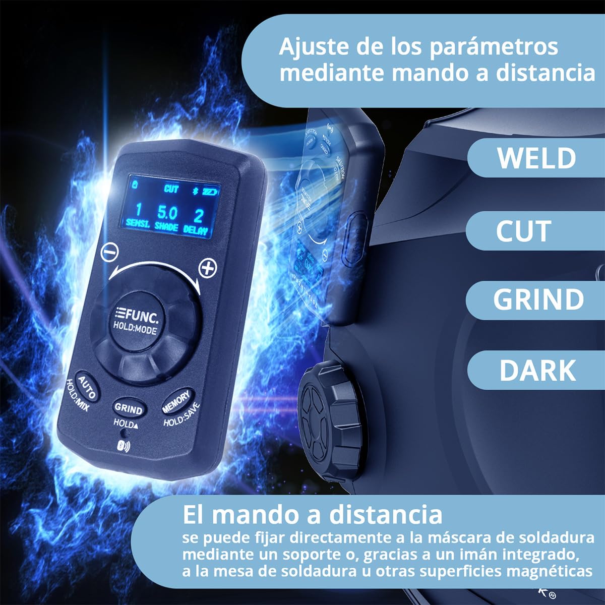 STAHLWERK Master Air - Casco de soldadura automático 3 en 1 con entrada de aire fresco, control de función por Bluetooth, reproducción de color verdadero, oscurecimiento DIN 4 a DIN 14, clase óptica 1