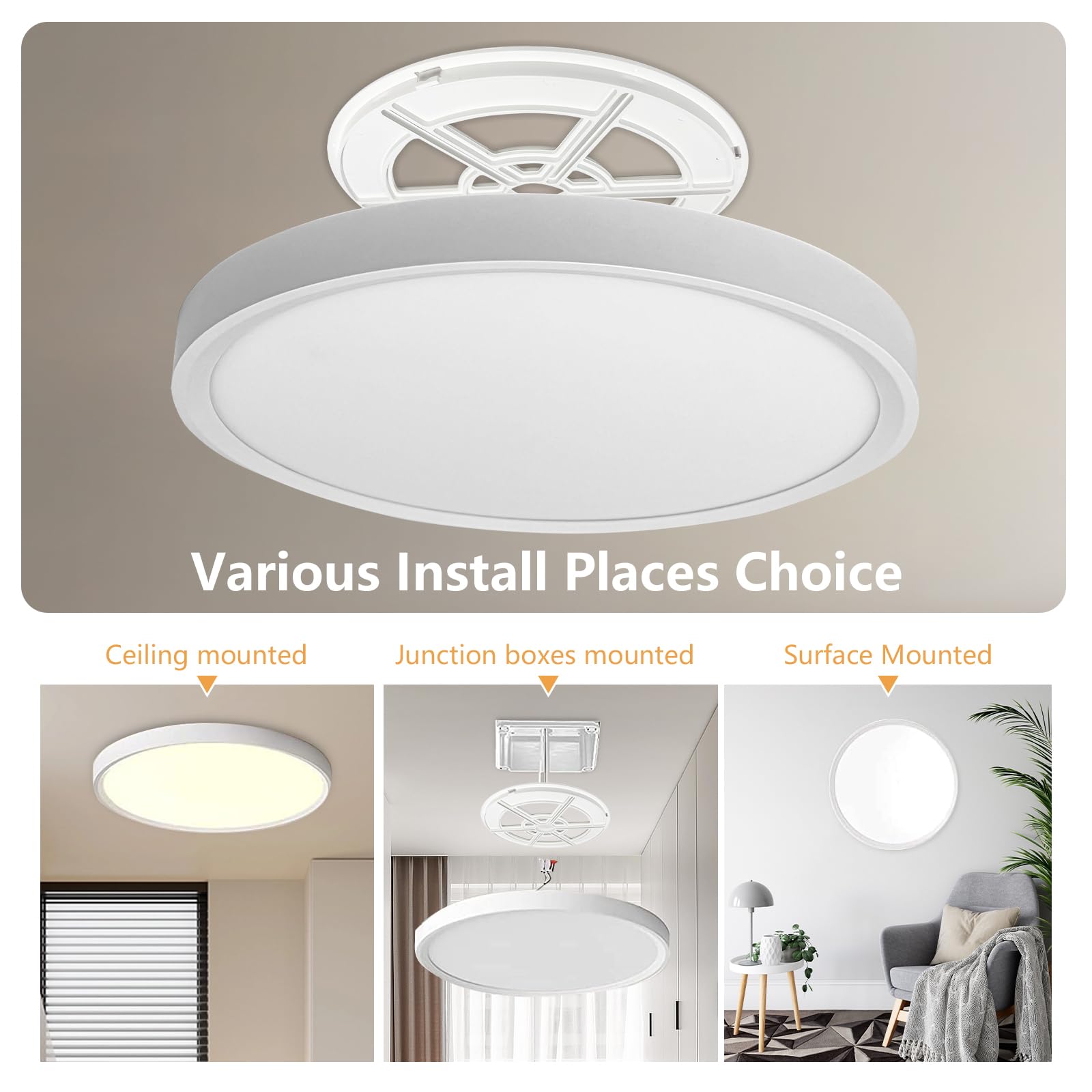Juego de 4 lámparas LED de techo de 39,8 cm, 32 W, 3480 lm, 3000 K/4000 K, 6000 K, CCT seleccionable, superdelgada, perfil plano, montaje de panel plano redondo para pasillo, dormitorio, cocina