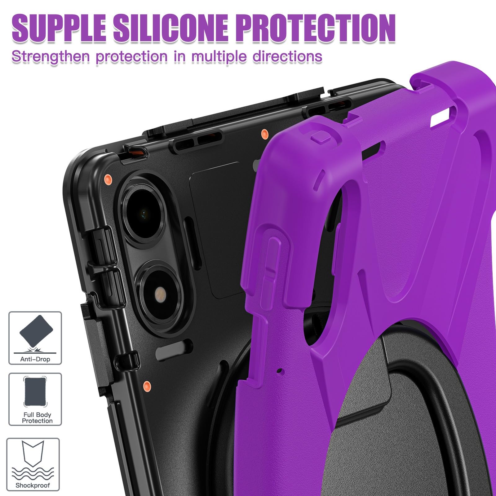 Ochronne etui na tablet Etui kompatybilne z tabletem Xiaomi Redmi Pad Pro 12,1"/Poco Pad 12,1", kompatybilne z etui Xiaomi Redmi Pad Pro 12,1" Wytrzymałe etui Odporne na wstrząsy, solidne etui Pasek n