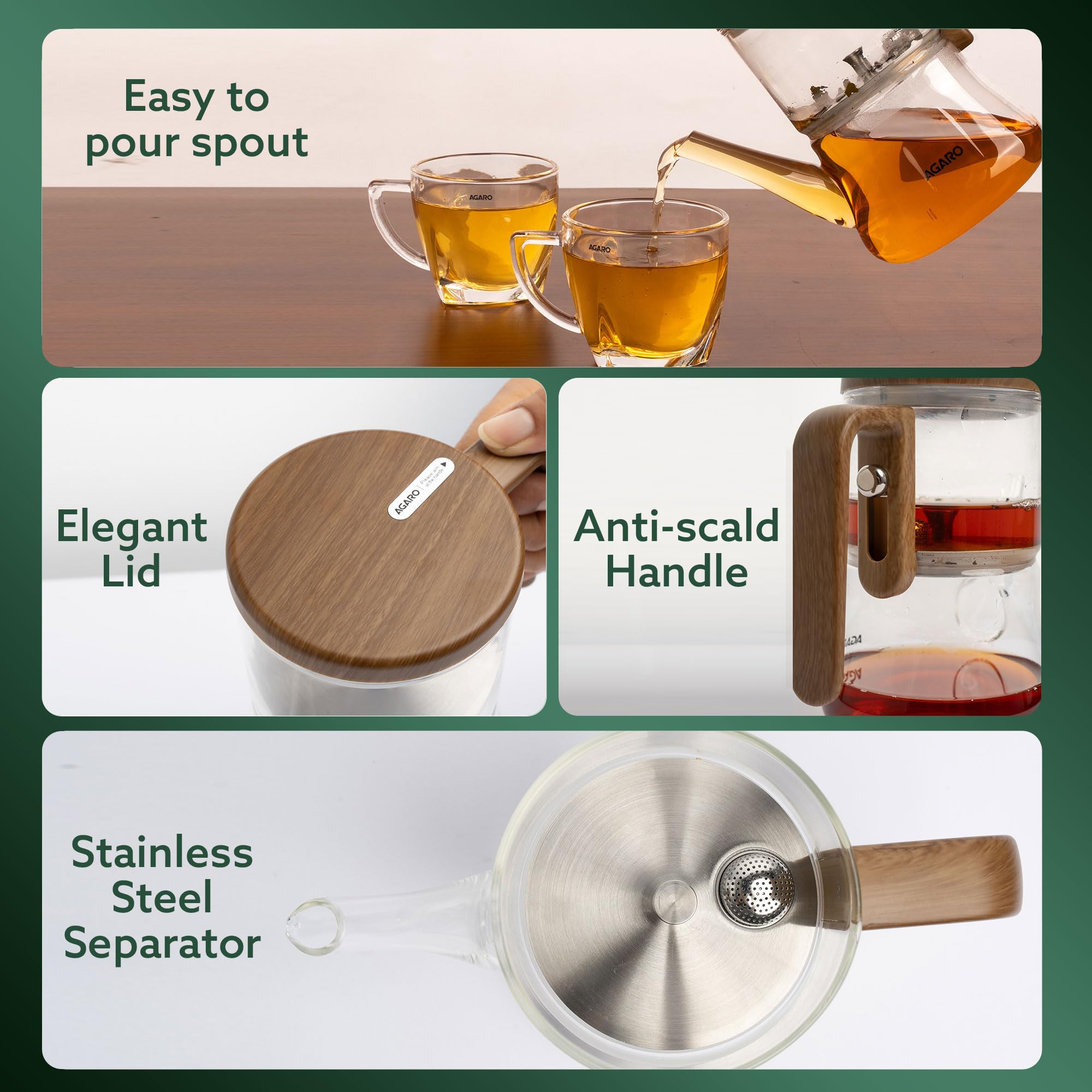 AGARO Elite Tea Pot - Loose Leaf Brewing -4