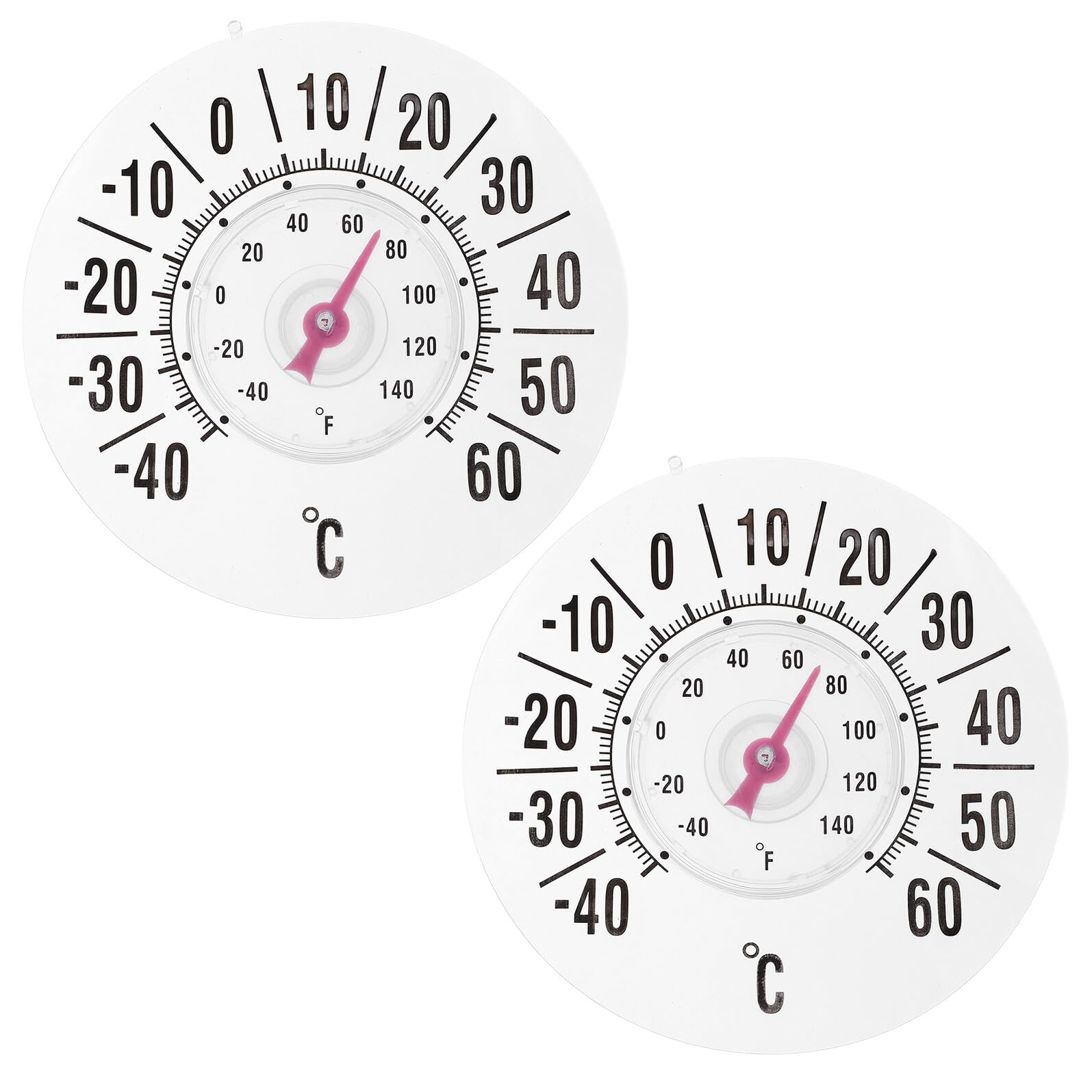 VICASKY 2 Pezzi Termometro da Finestra con Ventosa, Doppia Scala °c/°f, per Interni ed Esterni, Alta Precisione, Quadrante Analogico Facile da Leggere, per Cameretta e Giardino,