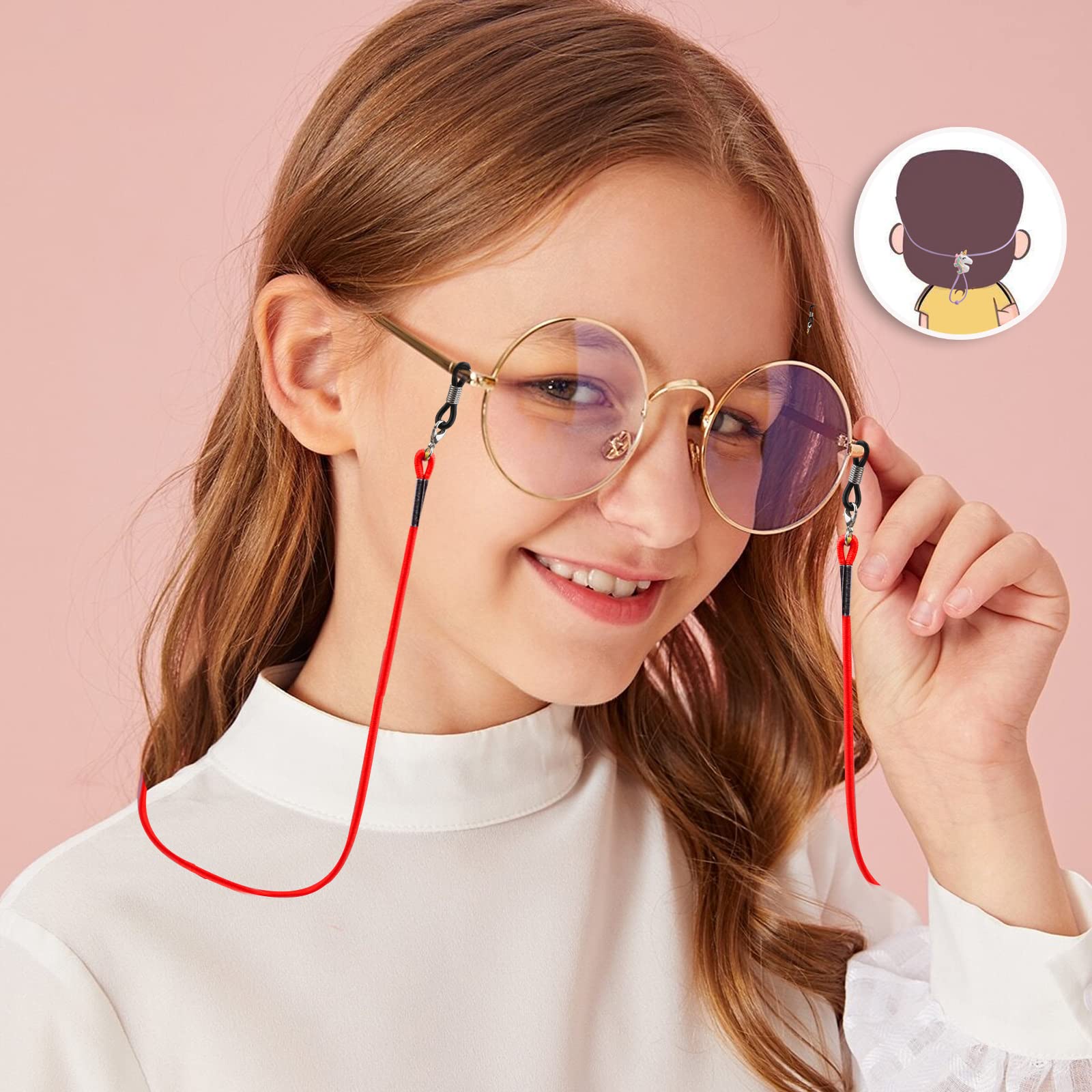 Hifot Correa Gafas para Niños 10 Piezas, Unicornio Gancho de Máscara Ajustable, Dibujos Animados Retenedor Cadenas Cordones para Gafas