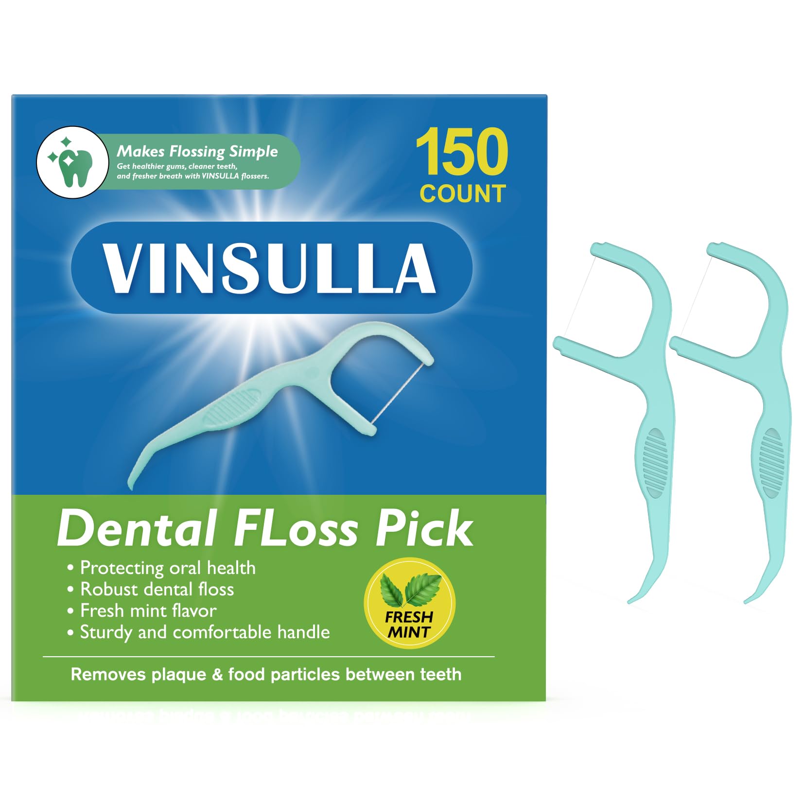 Professional Clean Flossers Extra Strong Flosser Pick Fresh Mint 150 Count