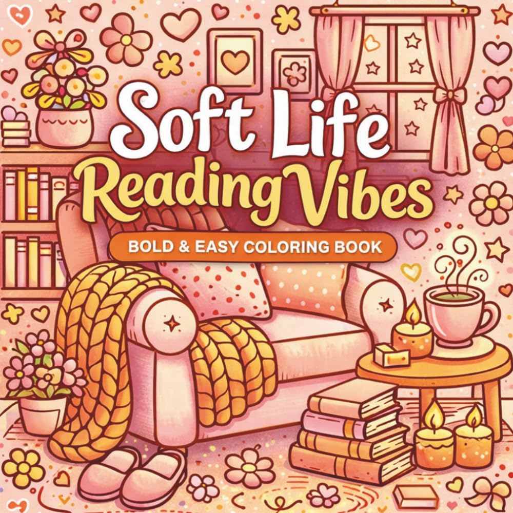 Soft Life Reading Vibes: Bold and Easy Coloring Book