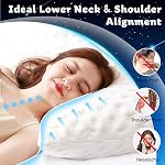 Oreiller de couchage latéral de refroidissement pour cou et épaule, de luxe en mousse de mémoire incurvée oreillers pour dormir ensemble de 2- Taille de la Reine réglable- Lavable Cover Original Blanc