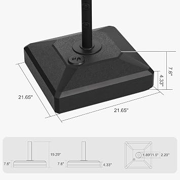 PURPLE LEAF Market Umbrella Base PL245ML for Table Umbrellas | UV-resistant, Casters design, Waterproof, Heavy-duty plastic, Double lock design