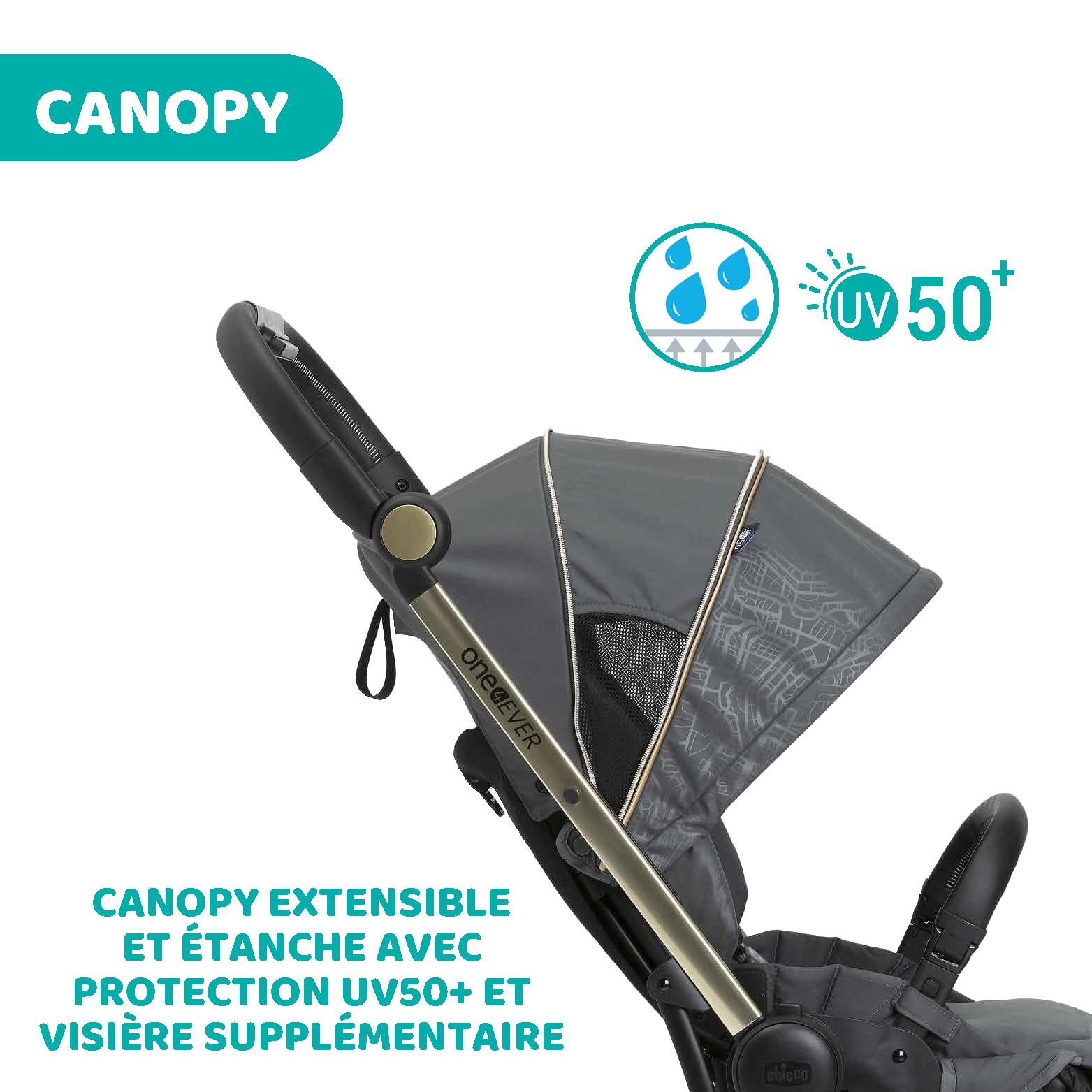 Chicco One4Ever Poussette Légère et Compacte de 0 Mois à 4 ans,Capacité de Charge Maximale de 22 kg,Poussette Pliable,Dossier Inclinable,Fermeture Automatique en 1 étape