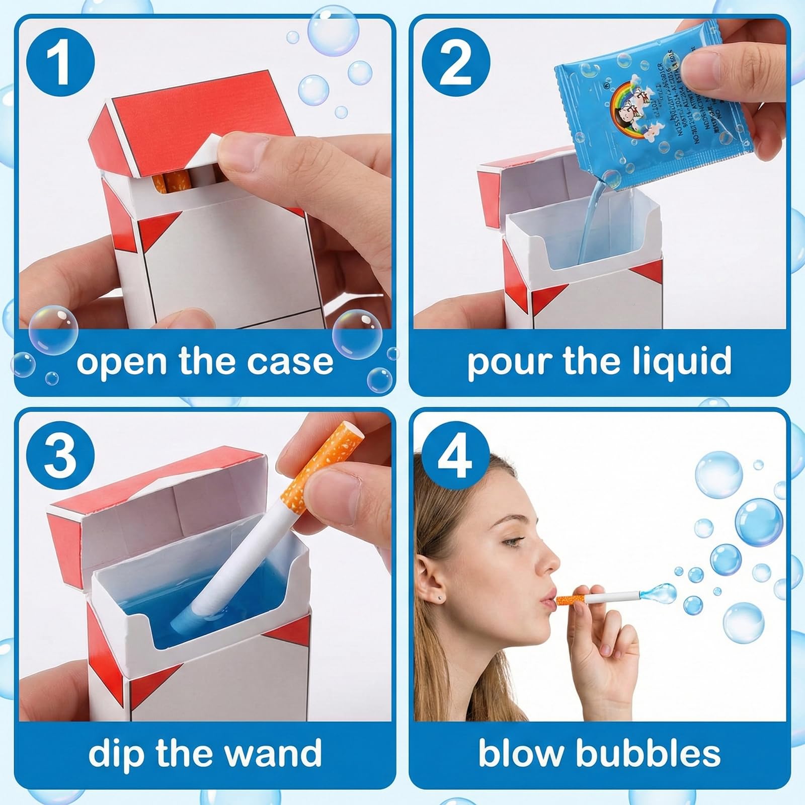 KSJEHW máquinas de cigarrillos de burbujas para mujeres y hombres, mini pompas de jabón, soplador de burbujas, idea de regalo para bodas, cumpleaños, celebraciones — view 5