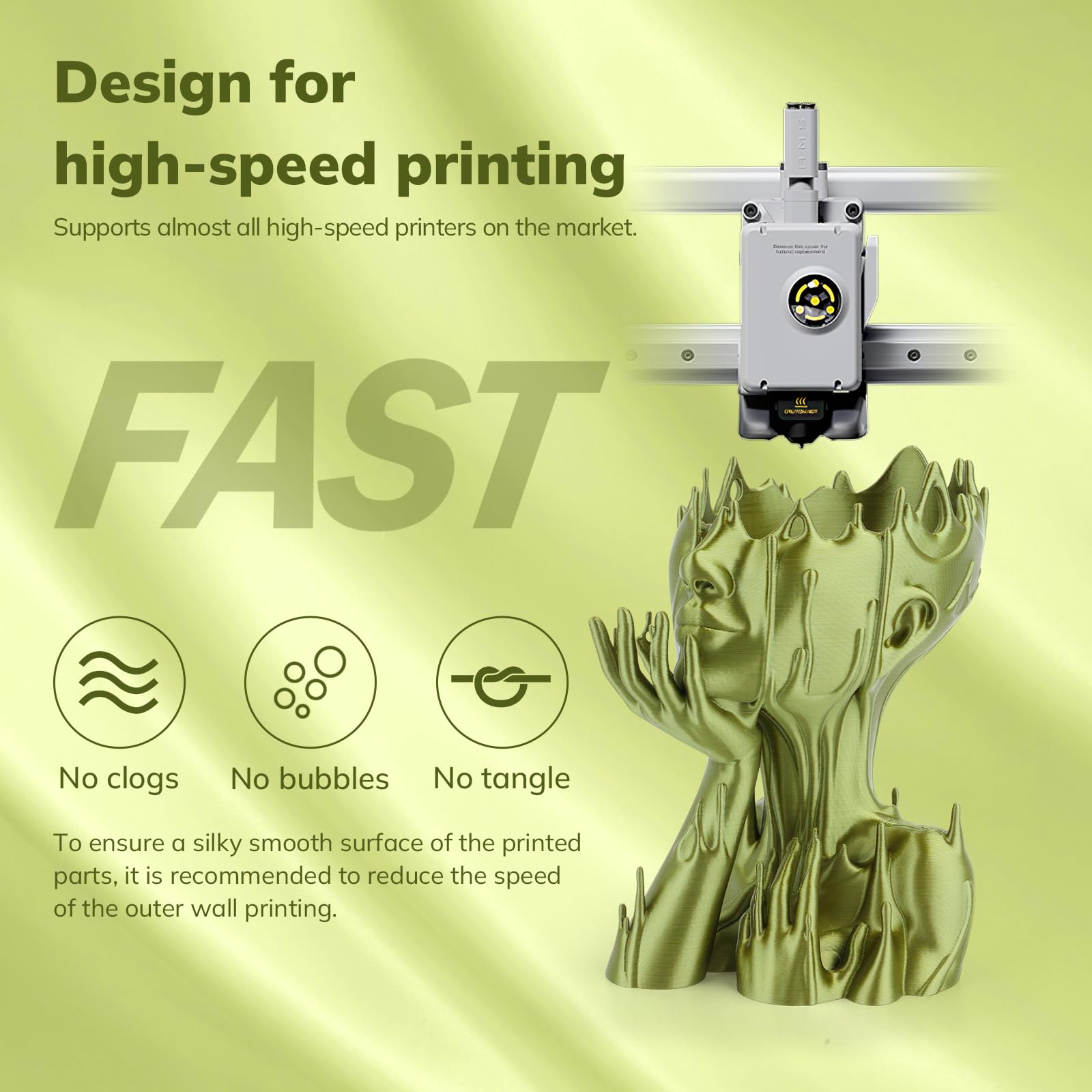 AMOLEN Filament PLA en soie bronze, 1,75 mm, 1 kg, PLA soyeux pour la plupart des imprimantes 3D FDM