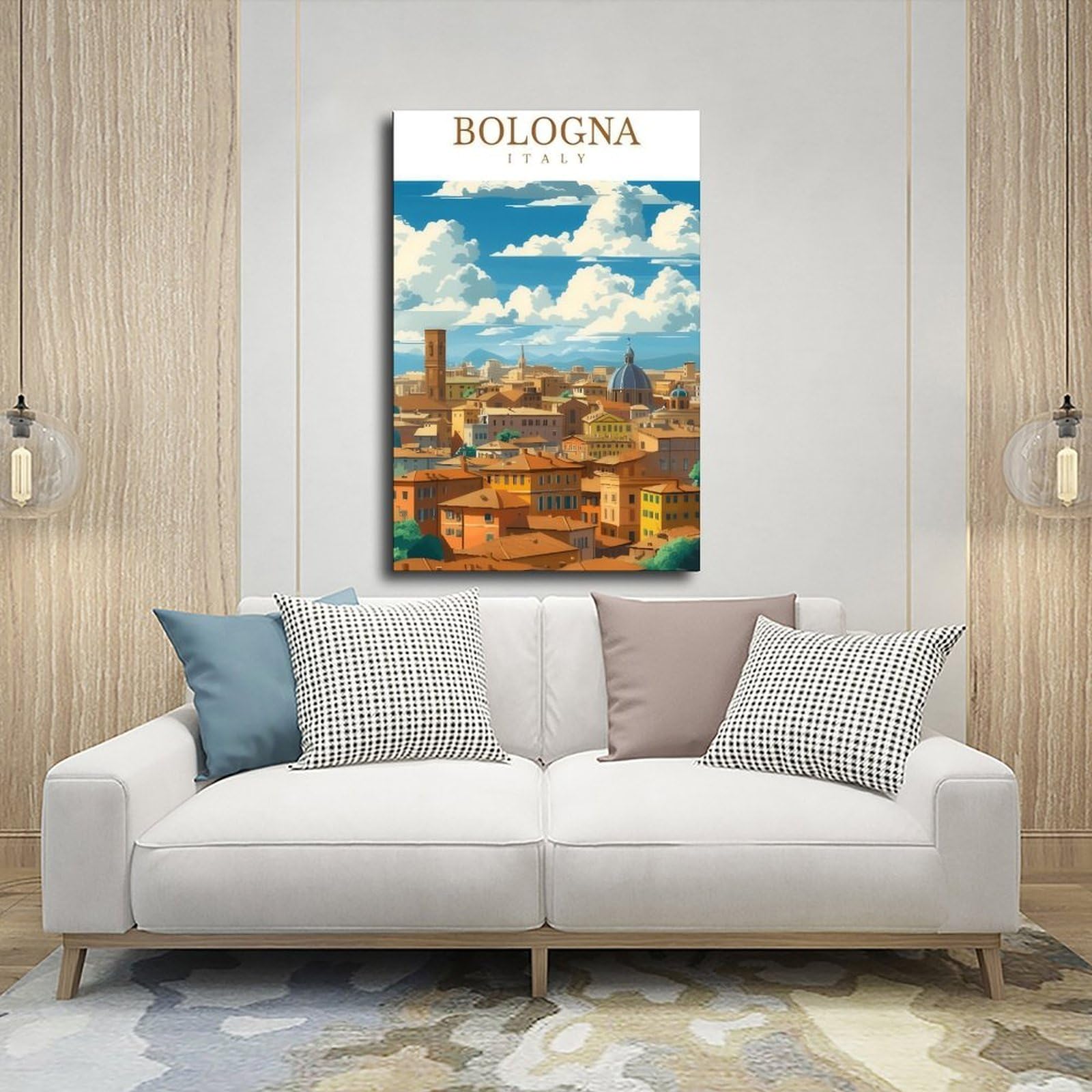 Poster su tela a tema viaggi Bologna, Italia (2), decorazione per camera da letto, ufficio, stanza, regalo, 40,6 cm L x 61 cm W