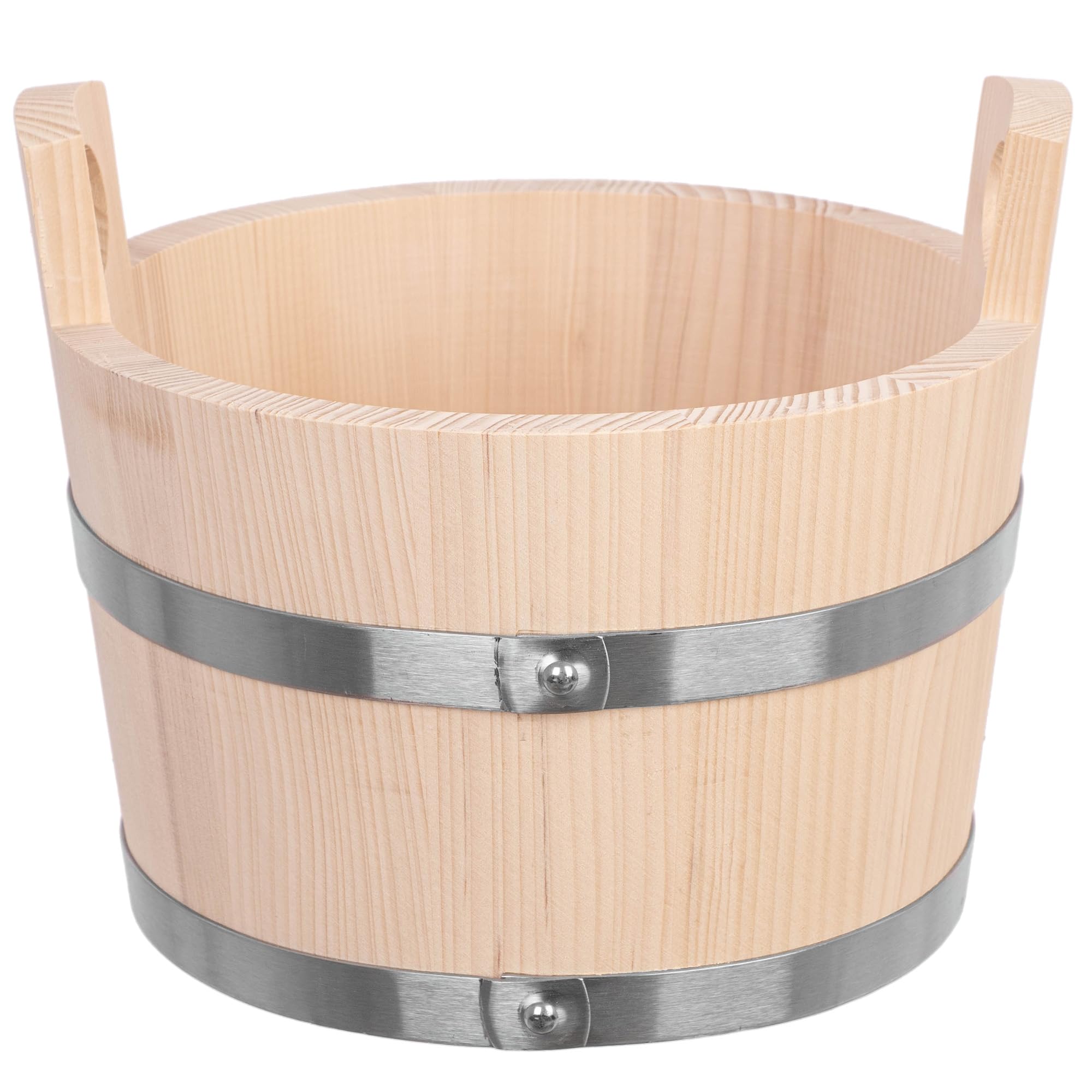 KADAX Saunakübel aus Holz, 5 Liter, Holzeimer mit Griffen, Saunaeimer für Aufgüsse, Eimer aus Naturholz, Holzkübel für Sauna, Blumenkübel, Saunazubehör (22 x 26 cm)