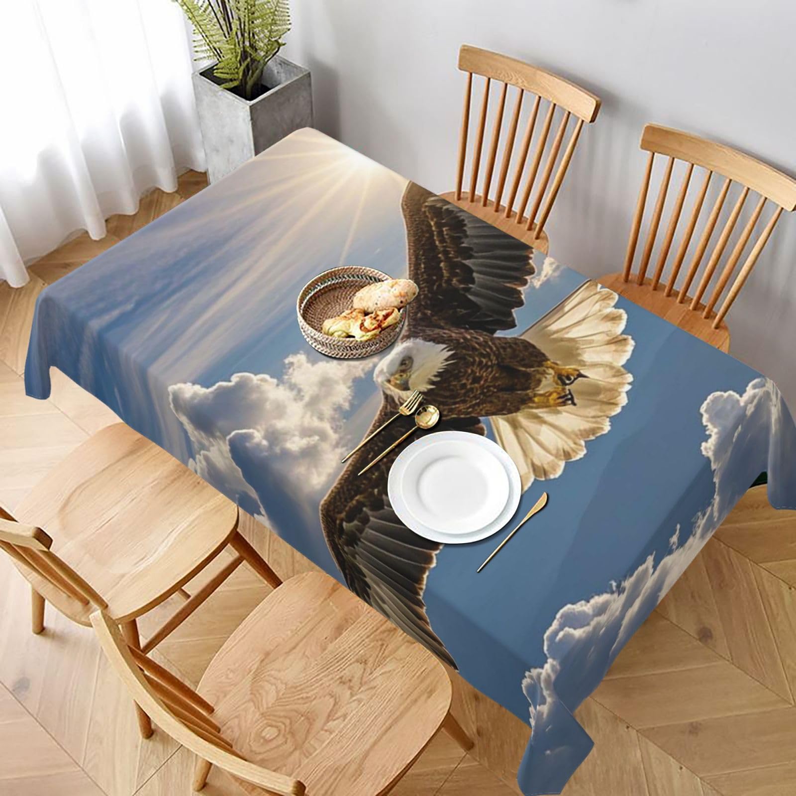 MXDLKSWPOH Table Cloths for Rectangle Tables 152x228 cm Waterproof Farmhouse Table Cloth Eagle Tablecloths Washable Wrinkle Free Table Cover for Dining Table Weddings Events Party Buffet
