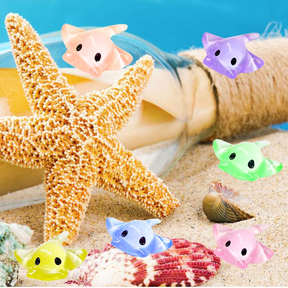 60 Figurines Miniatures Raies Manta En Résine - 6 Couleurs - 3x2,7 Cm - Décoration Gâteau, Maison De Poupée, Jardin - 2
