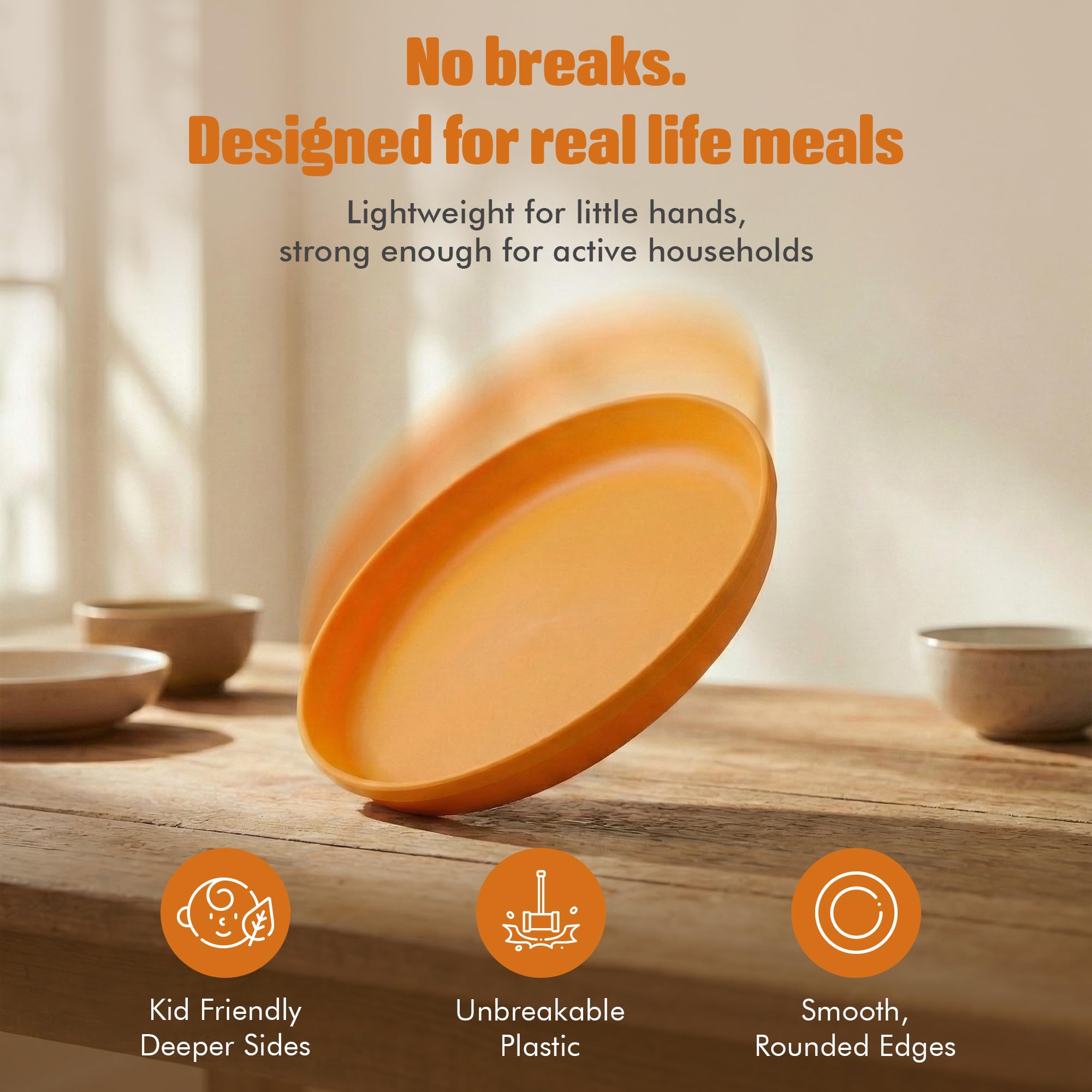 MASTERCOOK Zestaw talerzy dla dzieci – 6 talerzy z tworzywa sztucznego wielokrotnego użytku – plastik spożywczy bez BPA – nadaje się do mycia w zmywarce i używania w kuchence mikrofalowej