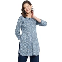 Tissu Womens Rayon Blue & White Floral Printed Kurti Tunic