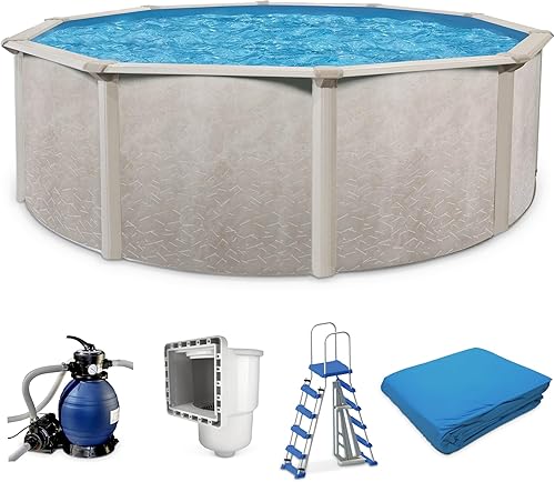 Miniatura 11 de Kit de piscina Aquarian sobre el nivel del suelo con filtro de arena y bomba, marco de acero Phoenix, de 18 pies, gris - Gran piscina familiar para