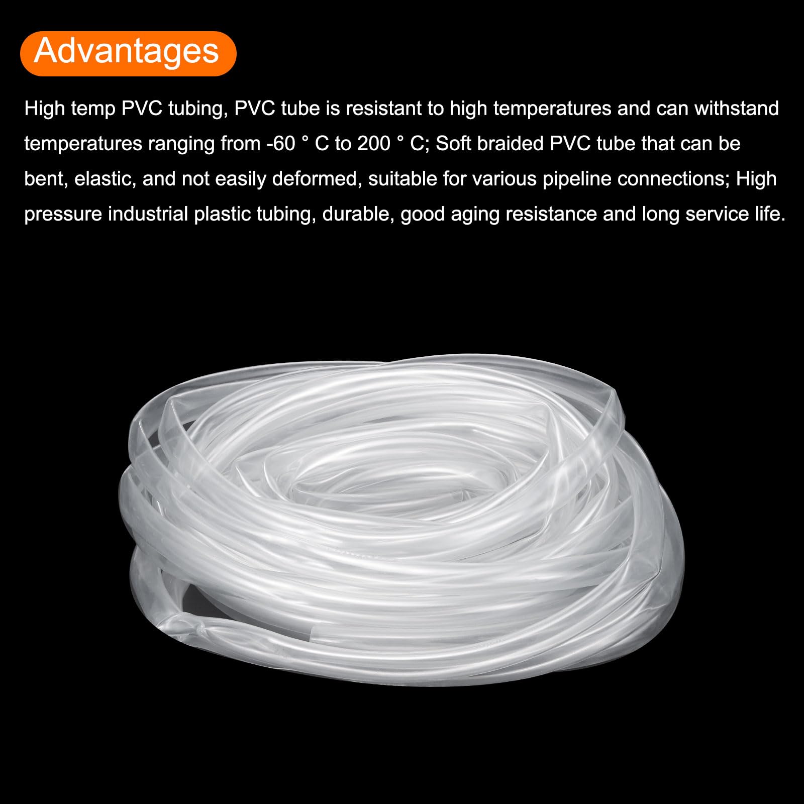 QUARKZMAN Tubo in PVC Trasparente 3/4" ID 7/8" OD Tubo in PVC Plastico Flessibile Tubo per Acqua 50ft per Tubazioni Industriali, Acquari, 19mm x 22mm