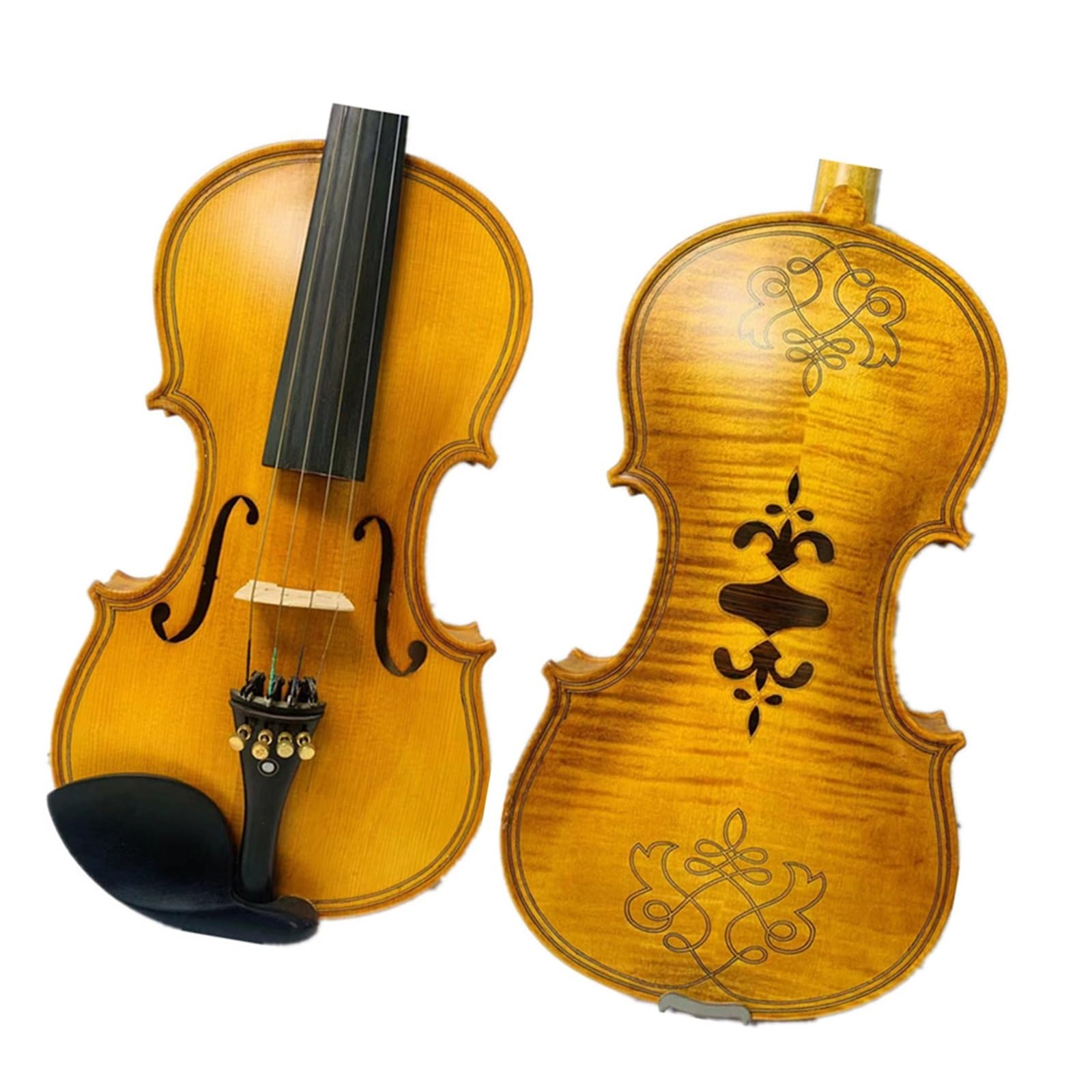 Amazon | 彫刻と象嵌が施されたシェルバックの 4/4 ライトブラウン