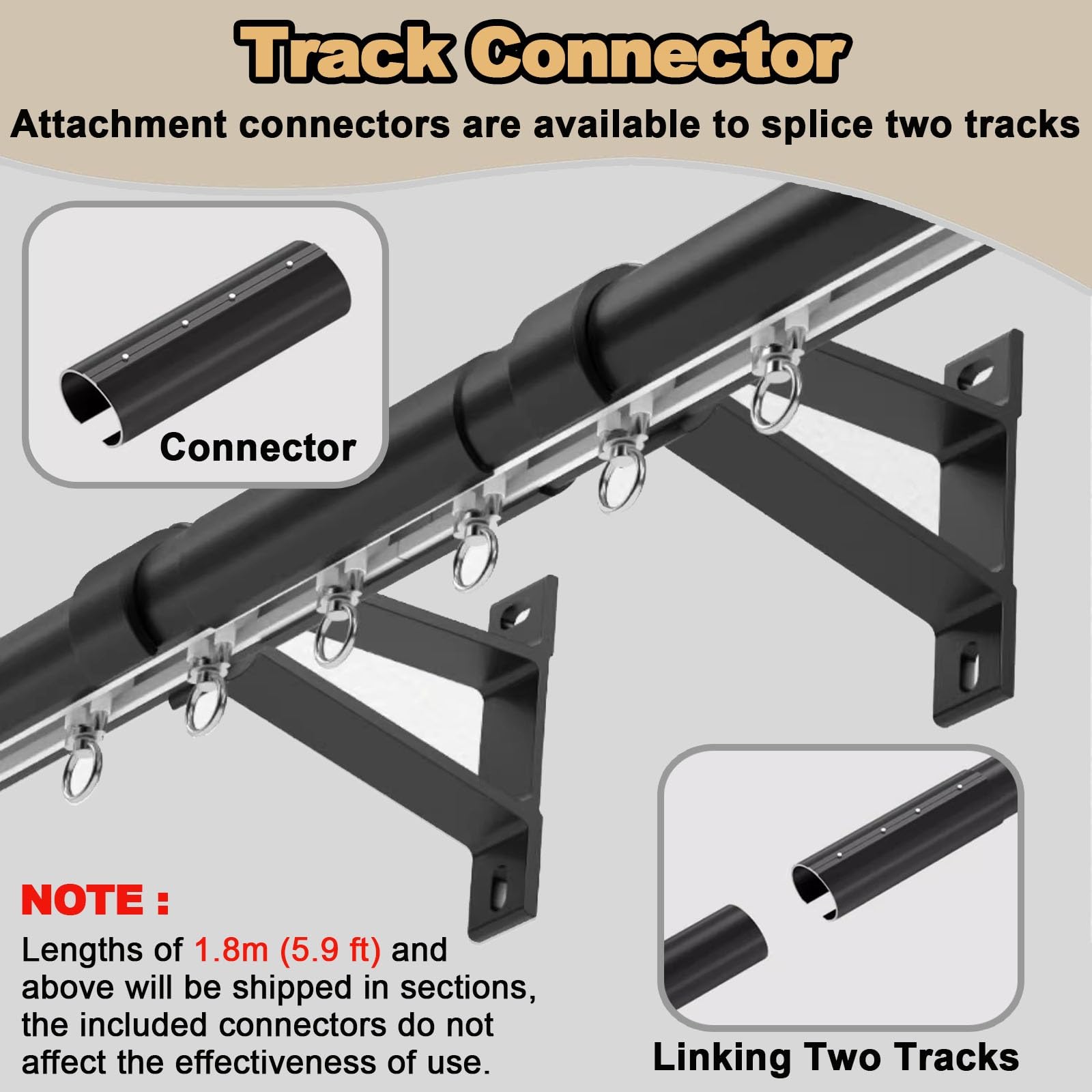 Verstellbare Aluminium-Gardinenstangen Traverse Track für Vorhänge & Vorhänge, Wandmontage, Schwarz/Weiß, 1-8 m, ideal für Raumteiler & Wohnkultur, langlebige und stilvolle Lösung