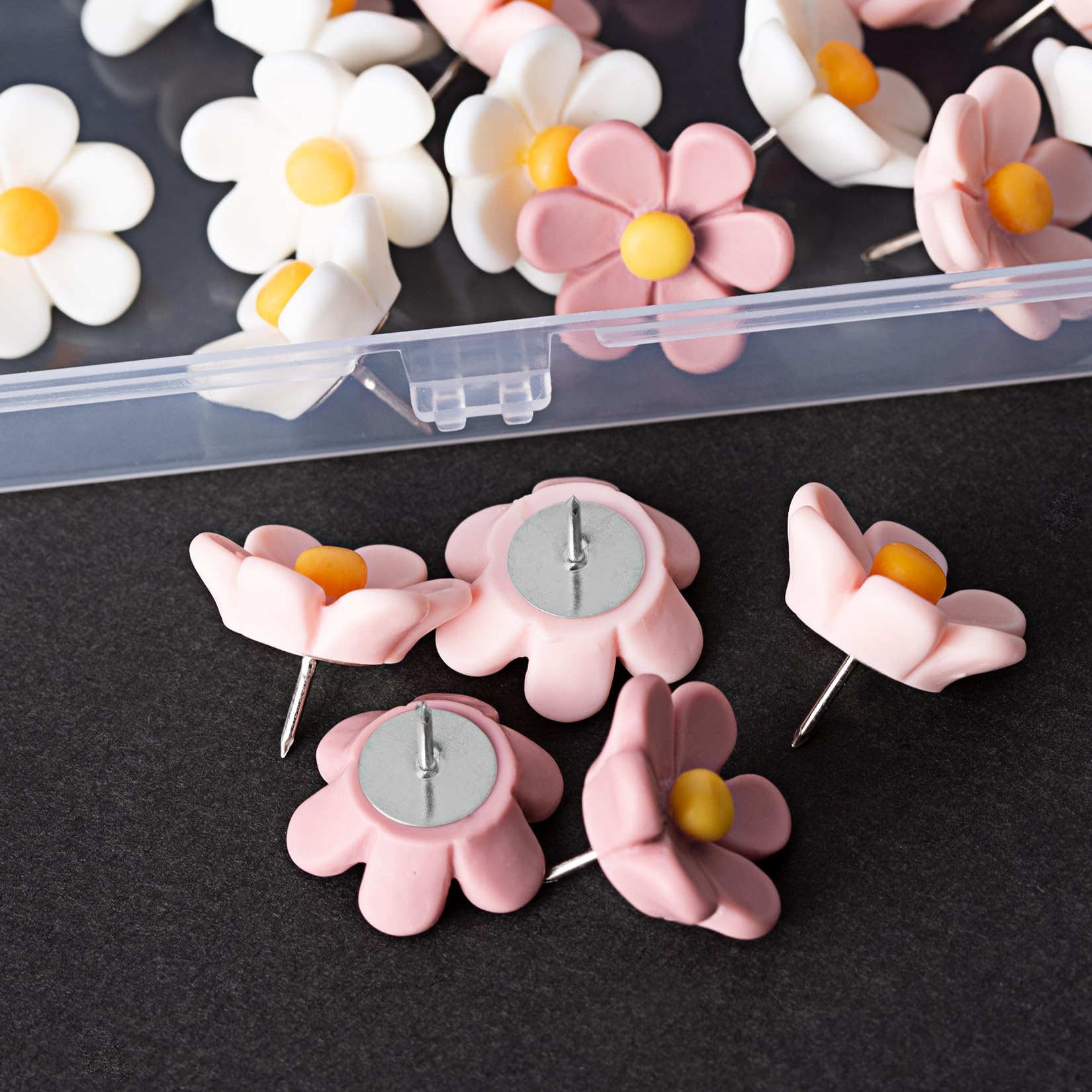 YQQYG 30 stuks bloemige prikspelden, wit roze, punaises voor