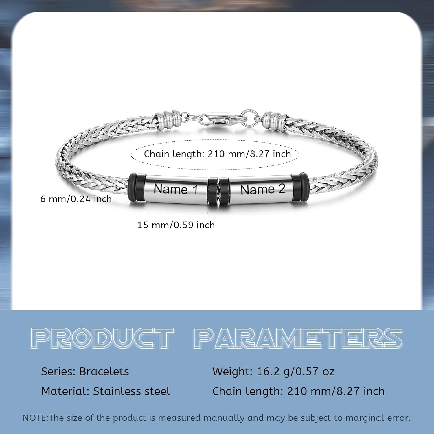 Silver Bracelet for Men: Custom Bracelet with Engraved Text, Personalized with Kids or Loved Ones Names - Gift for Him, Dad, Boyfriend - Image 6