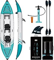 Vista 1 de Inflatable Kayak 2 Person Adult - BEYOND MARINA Tandem Kayak with Drop Stitch Floor, Touring Kayak with Aluminum Paddles, Seats, Footrests, Pump