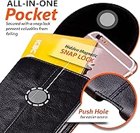 Vista 4 de Hengwin Funda de cuero genuino para teléfono celular para cinturón de hombre, soporte vertical para teléfono, bolsa para cinturón para iPhone 15 Pro