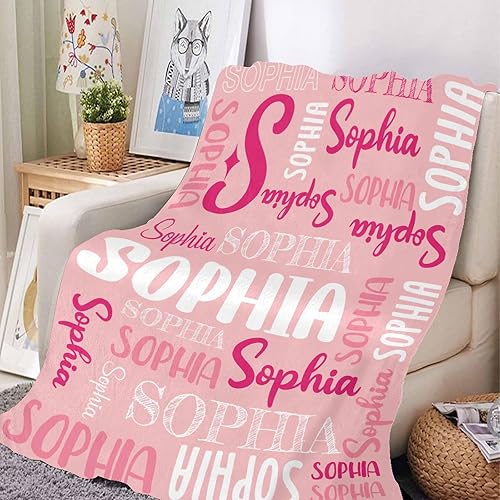 Miniatura 89 de Artsadd Personalized Baby Blanket for Girls Boys, Custom Baby Blankets with Name Customized Throw Blanket for Kids Newborn Baby Shower Birthday Gifts