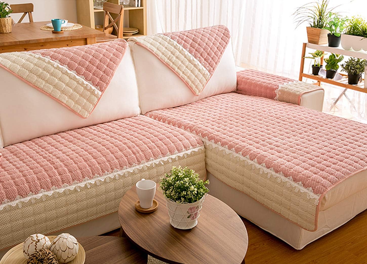 Couch Cover, Sofa Cover, Quilted Sectional Couch Covers Washable Sofa Slipcover for Dogs Cats Pet Love Seat Recliner (Sold by Piece/Not All Set)(Pink,28" Wx83 L)