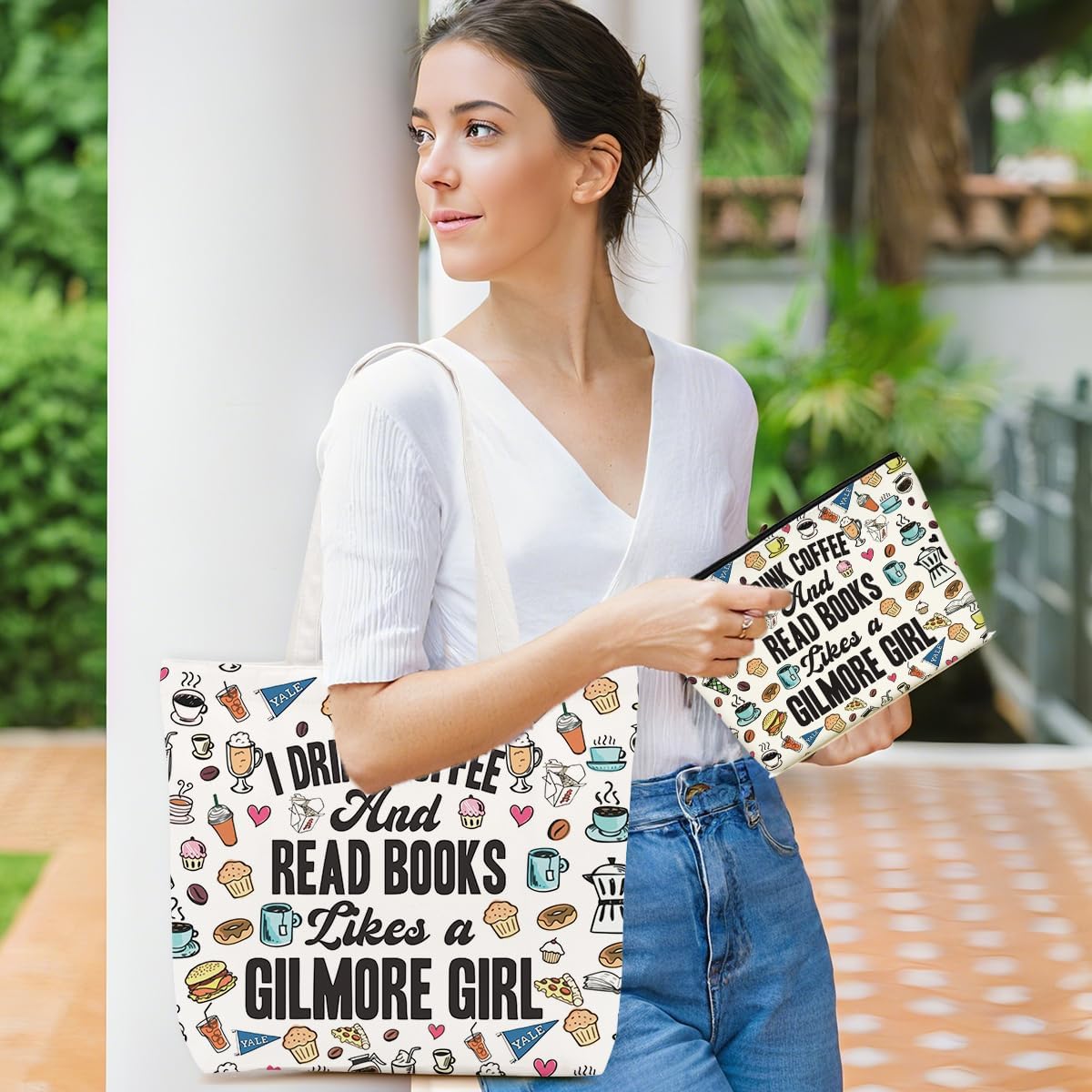 Girls Merchandise Fans Gift TV Show Gift Canvas Tote Bag Makeup Bag Set Friendship Gifts for Women Fans Female Her Friend Sister Birthday Christmas Reusable Shopping Grocery Bags Travel Cosmetic Bags1 - Image 2